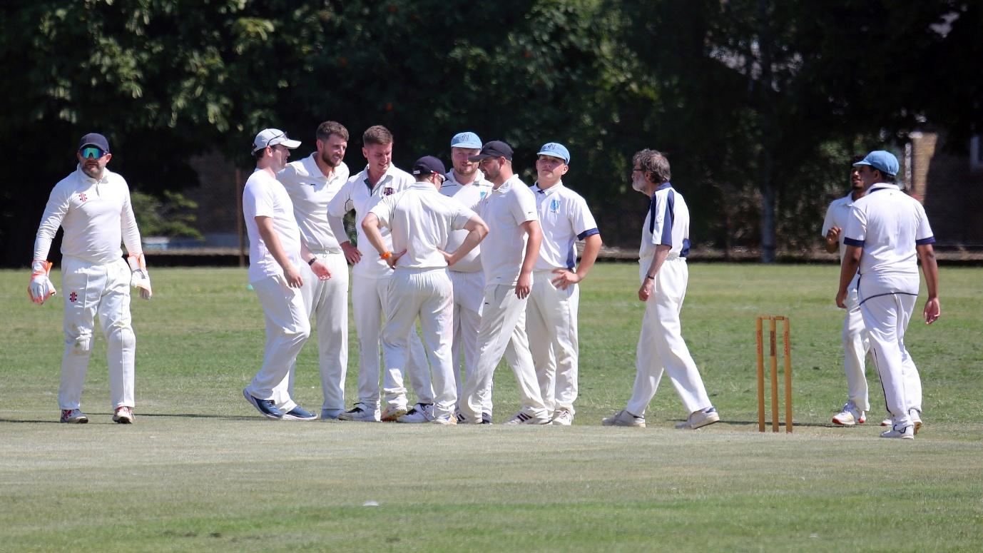 Old Ruymian Cricket Club_2025 A moment of celebration – Josh Christian takes the opening wicket