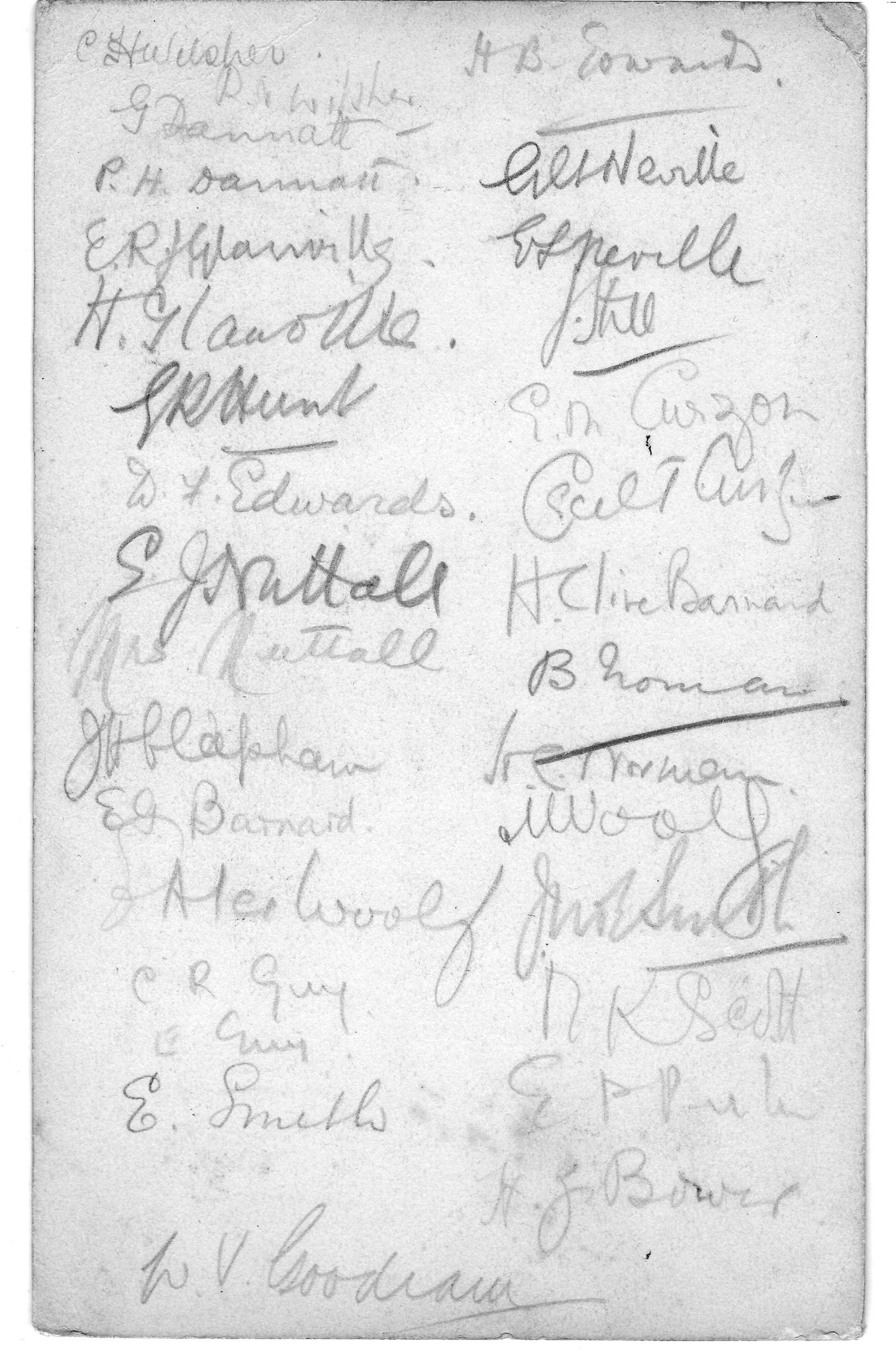 CHS Masters' Autographs 1921